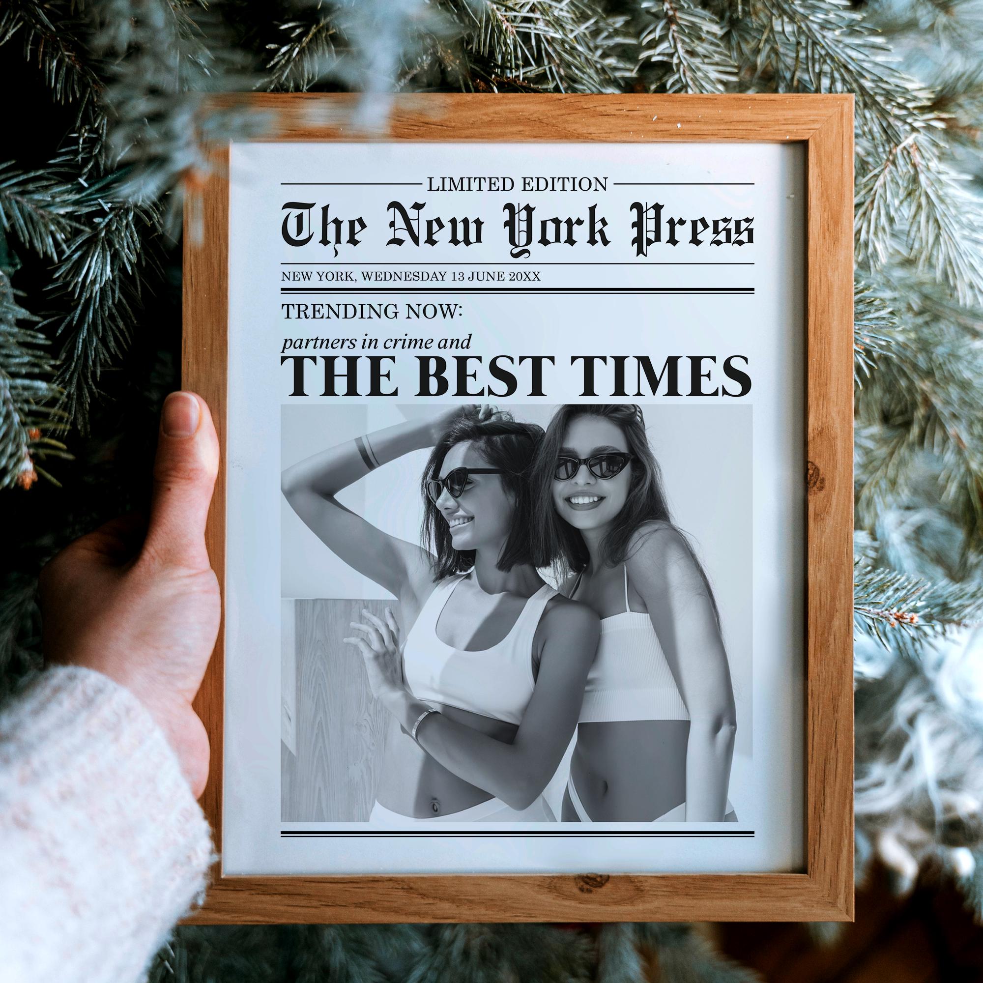 Custom Newspaper Print, Custom Friendship Wall Art