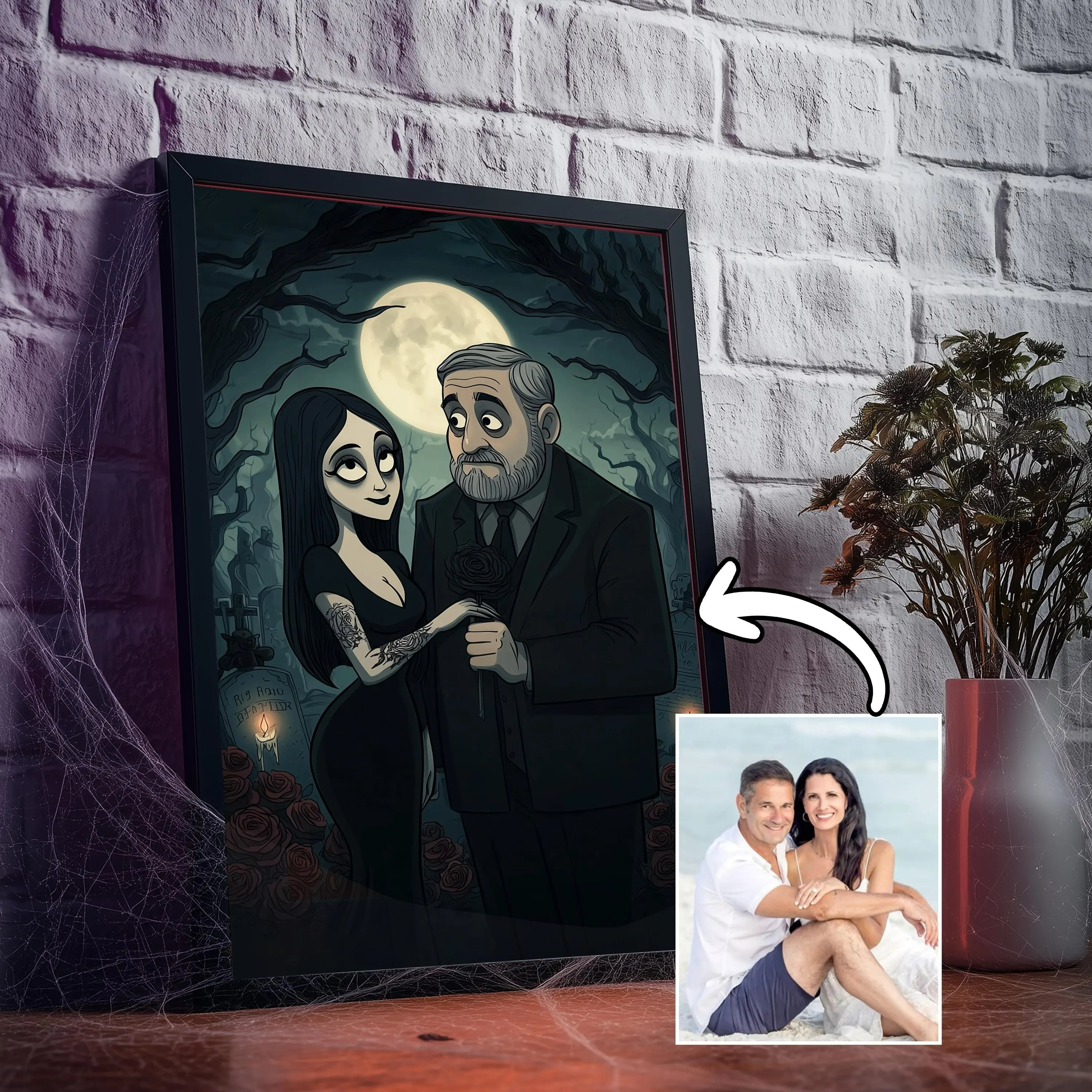 Custom Gothic Family Portrait Halloween Wall Art