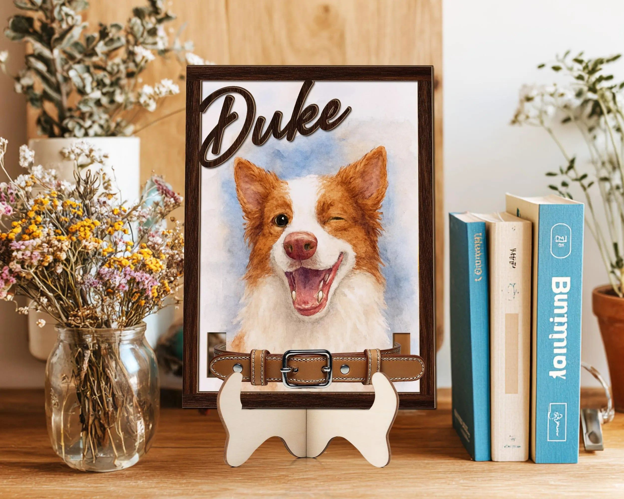 Custom Dog Memorial Frame With Collar Sign