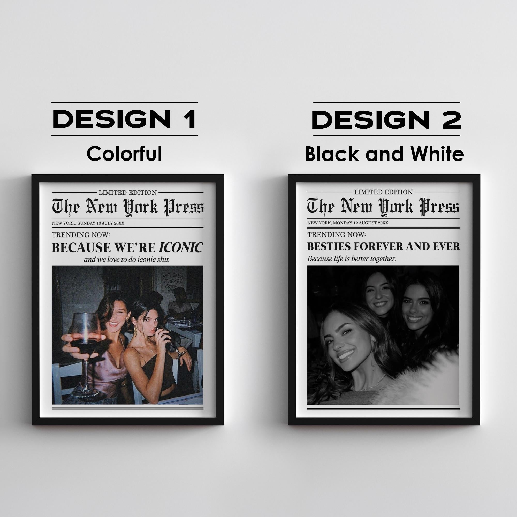 Custom Newspaper Print, Custom Friendship Wall Art