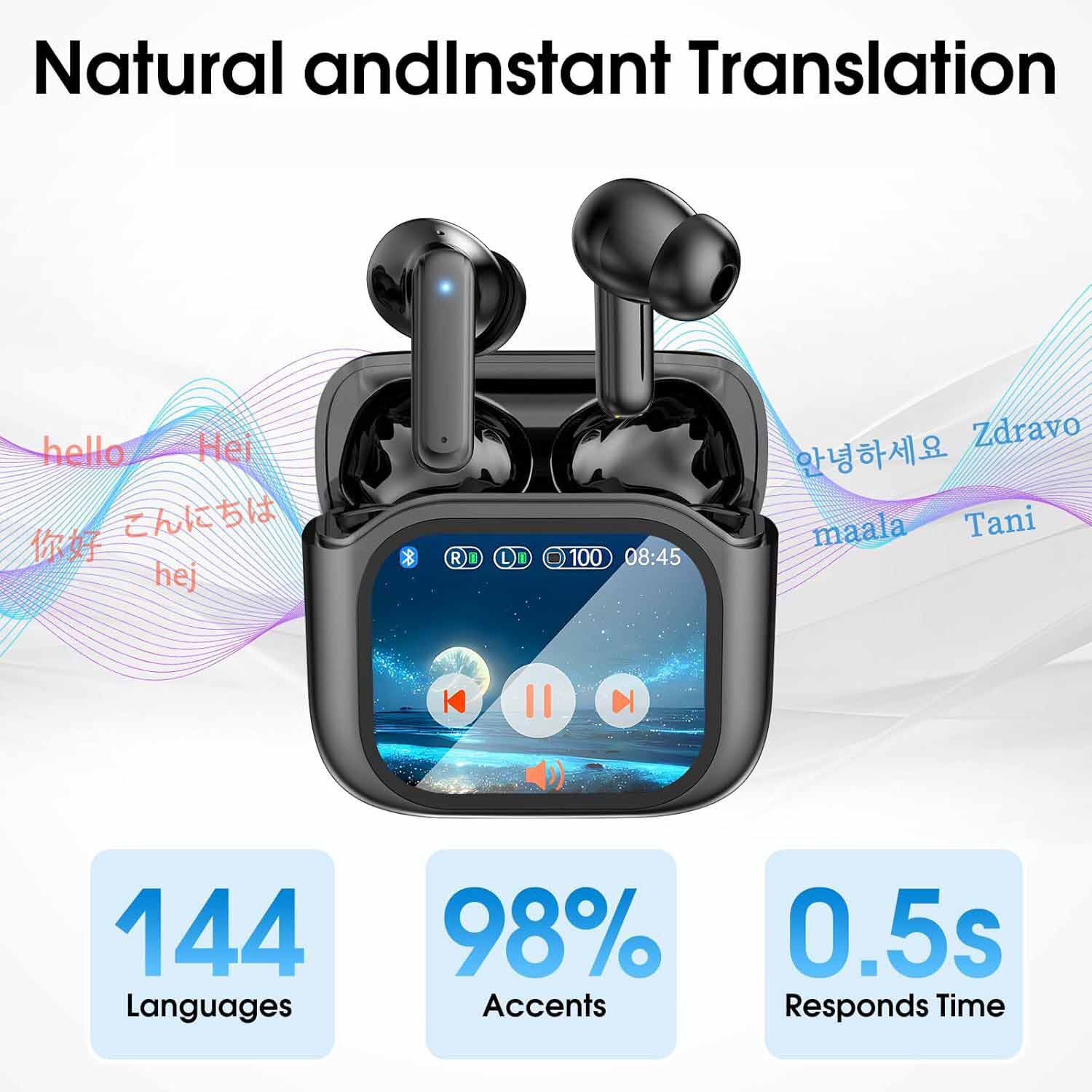 Bluetooth Earphones LED Display High Fidelity Waterproof Wireless Earphones