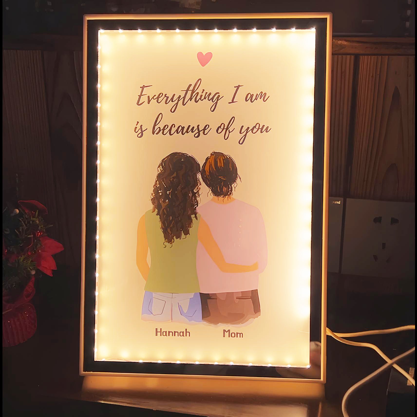 ğŸ”¥Personalized Mother and Daughter Back Mirror Lamp