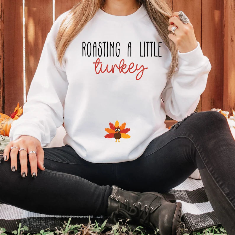 Thanksgiving Fall Pregnancy Cute Turkey Sweatshirt