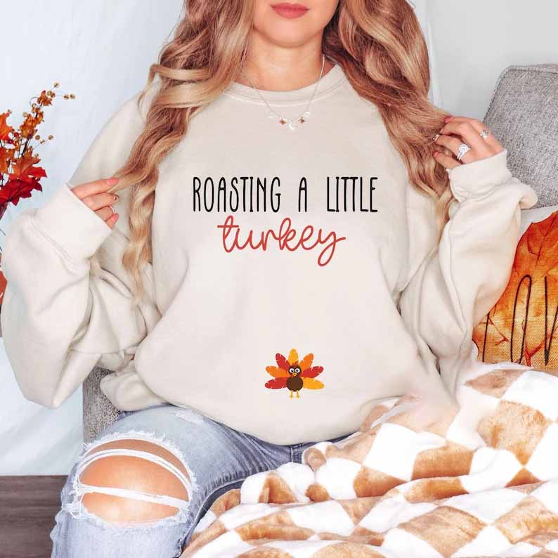 Thanksgiving Fall Pregnancy Cute Turkey Sweatshirt