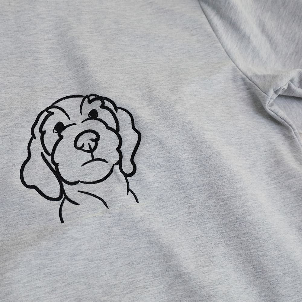 Embroidered Pet Portrait on the Front and Back of Sweatshirt