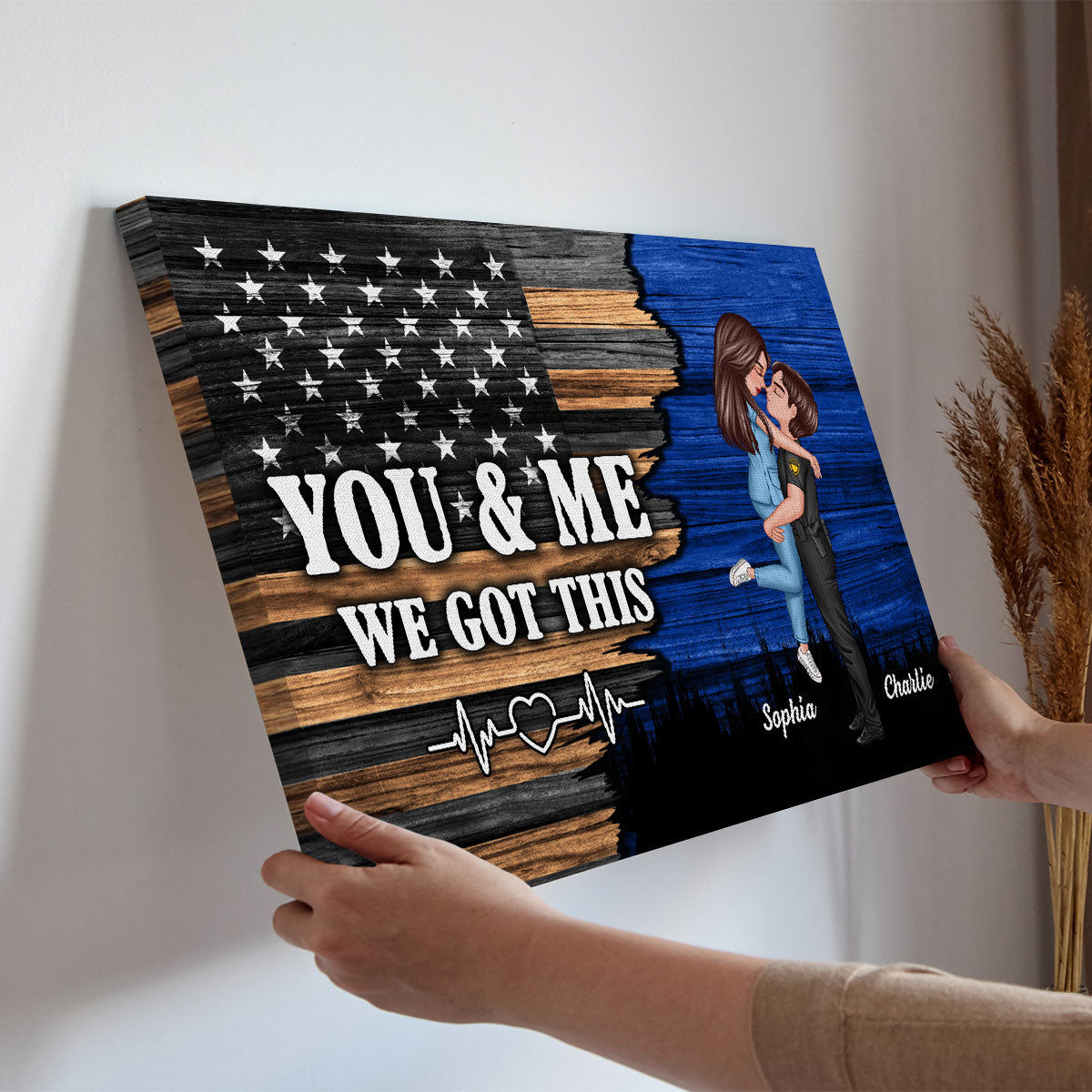 Personalized Hero Couple Nation Flag Gift by Occupation For Her, Him