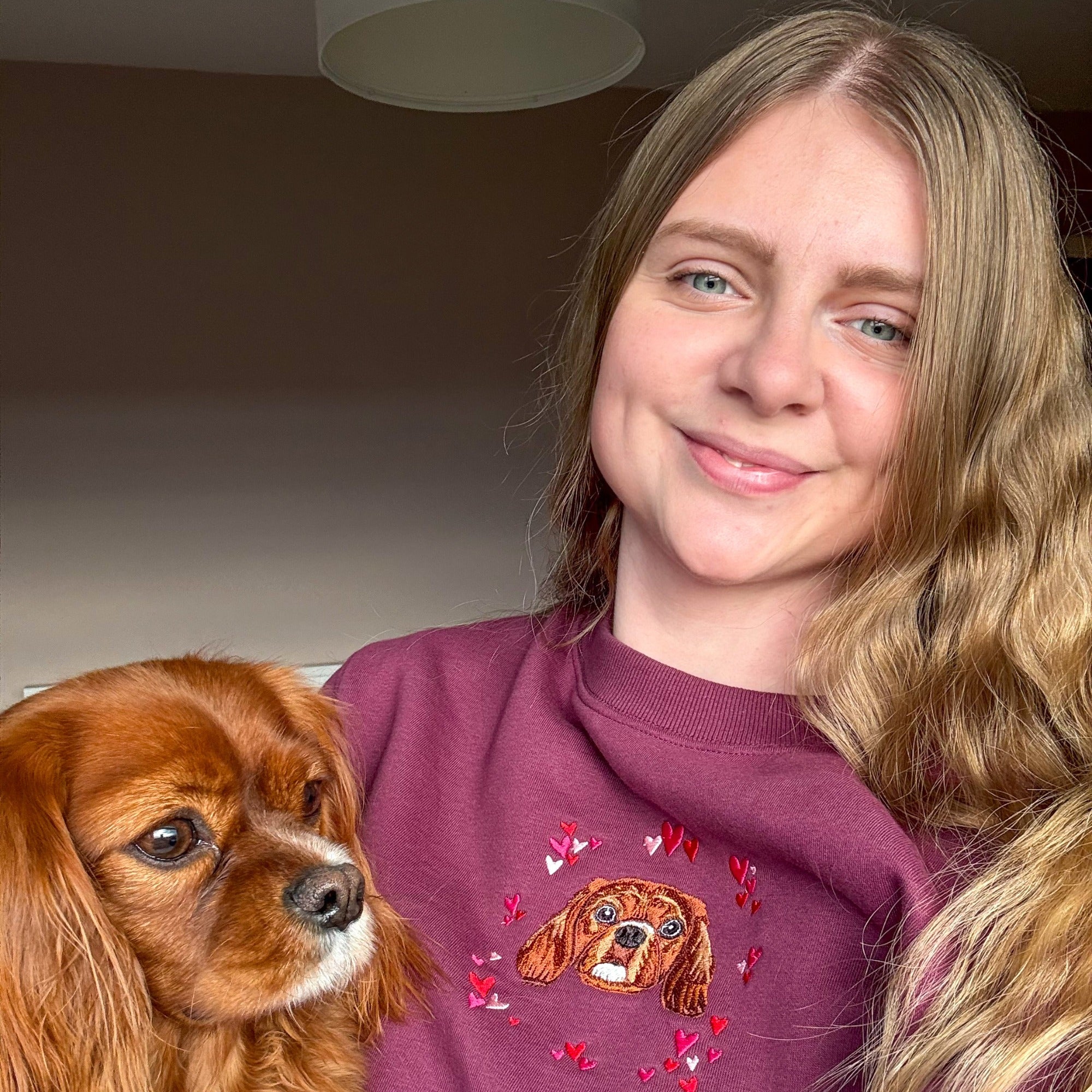 Embroidered Pet Portrait Hearts Sweatshirt