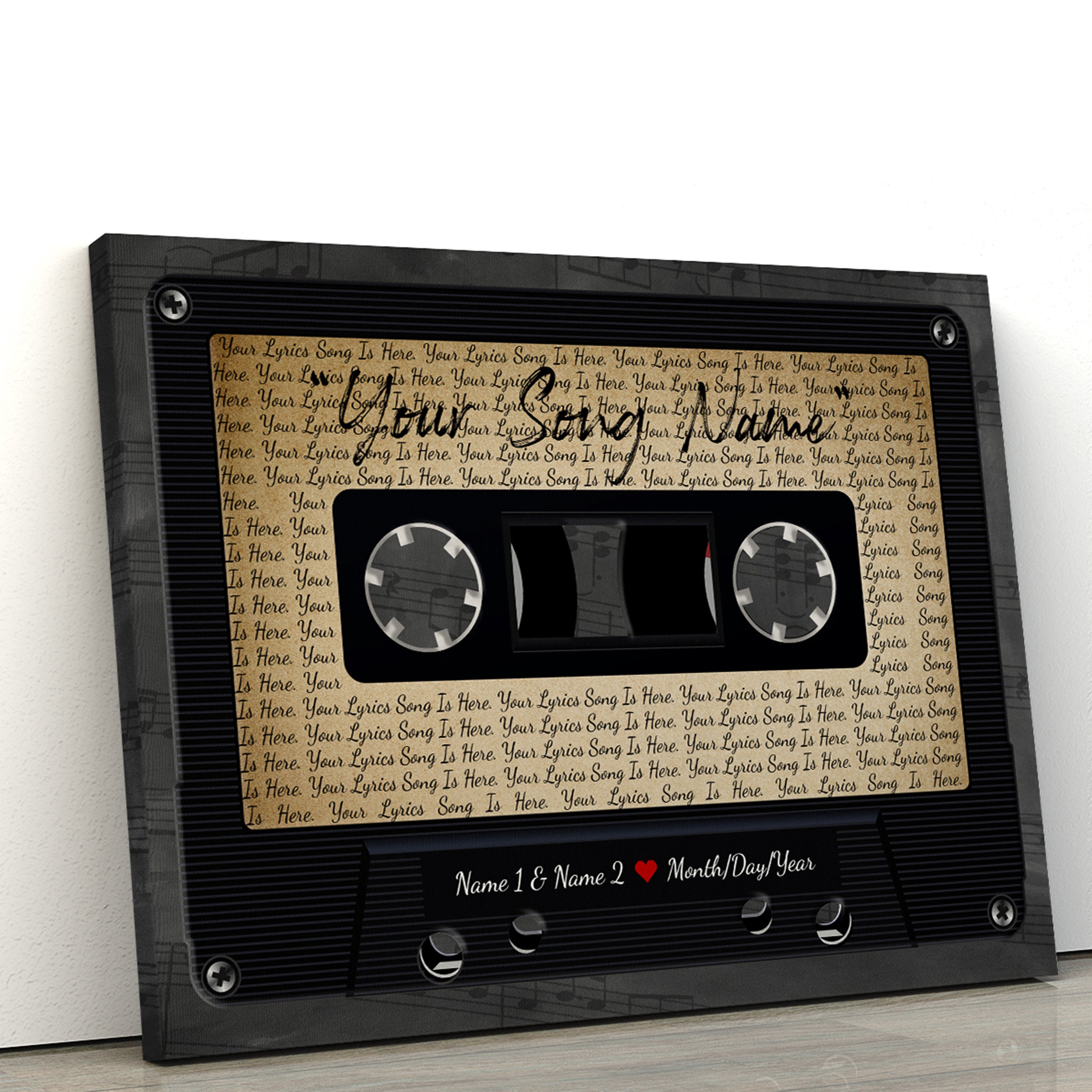 Custom Song Lyrics Cassette Tape Canvas with NFC Wall Art
