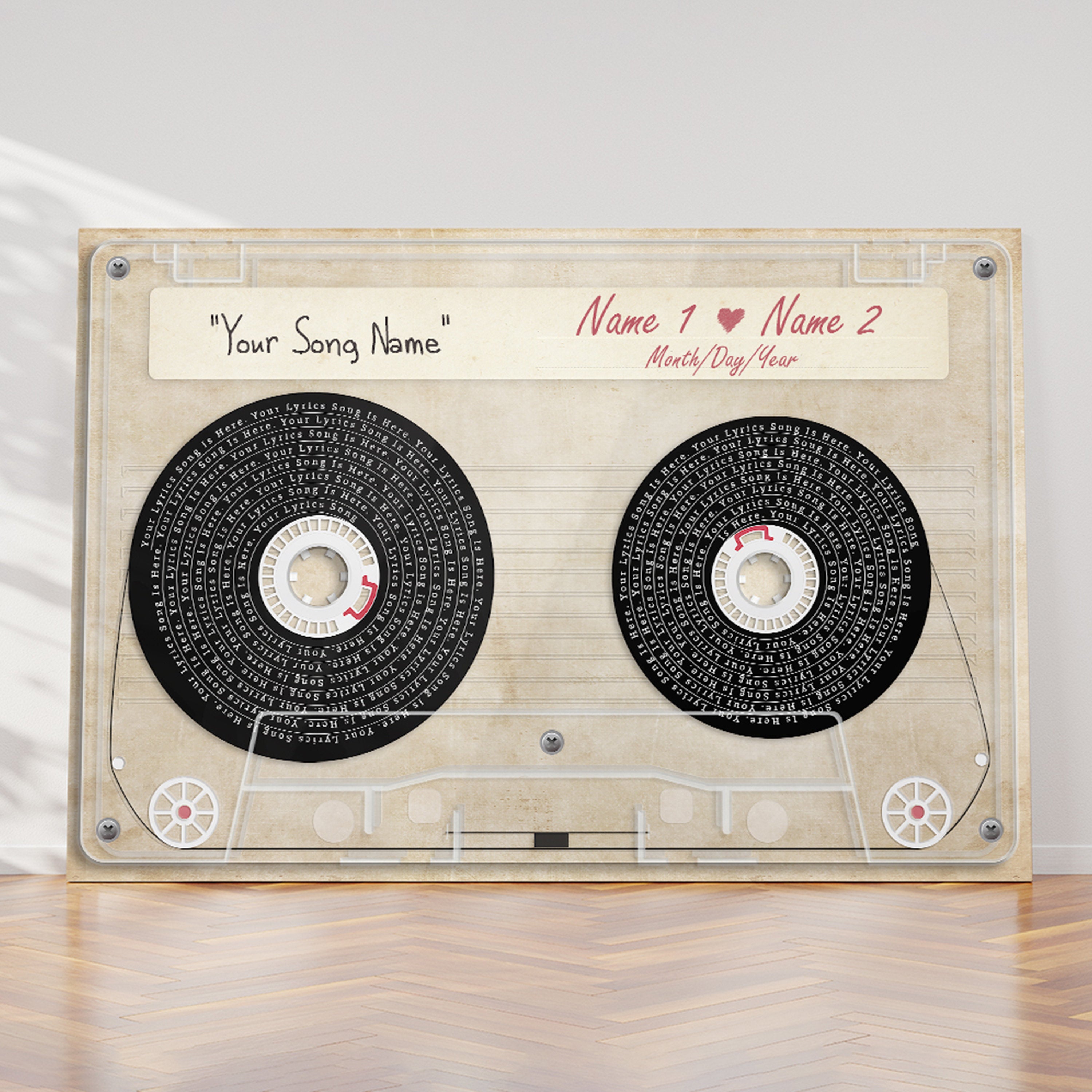 Custom Song Lyrics Cassette Tape Canvas with NFC Wall Art