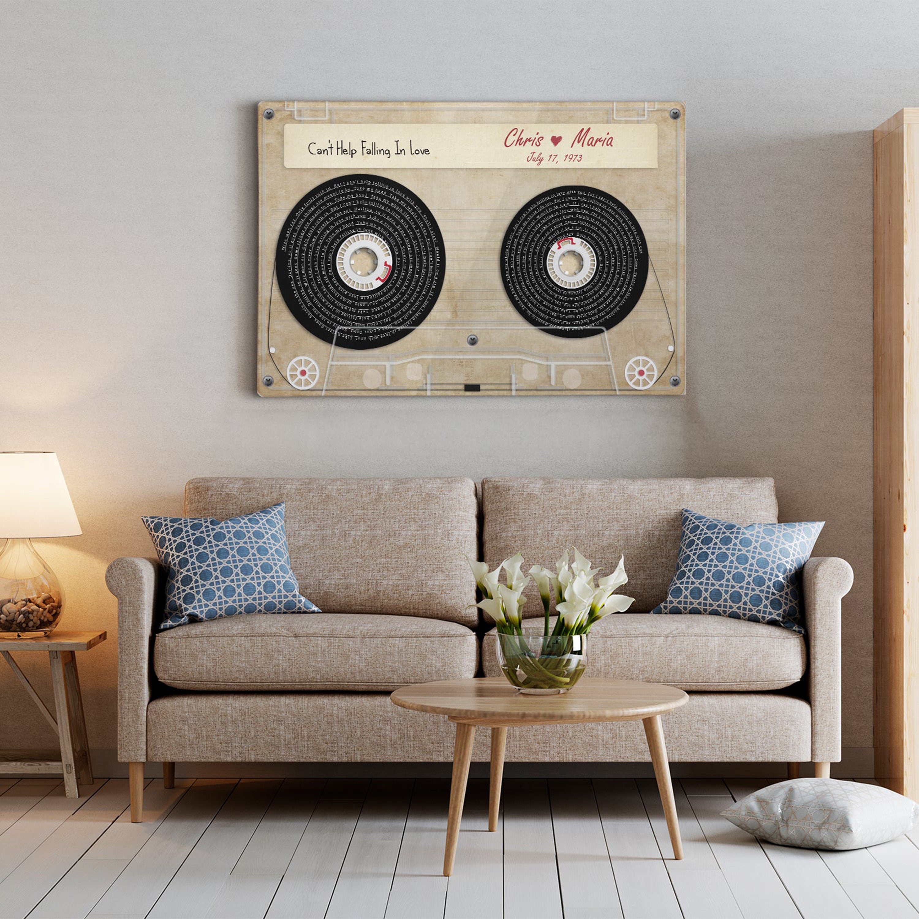 Custom Song Lyrics Cassette Tape Canvas with NFC Wall Art