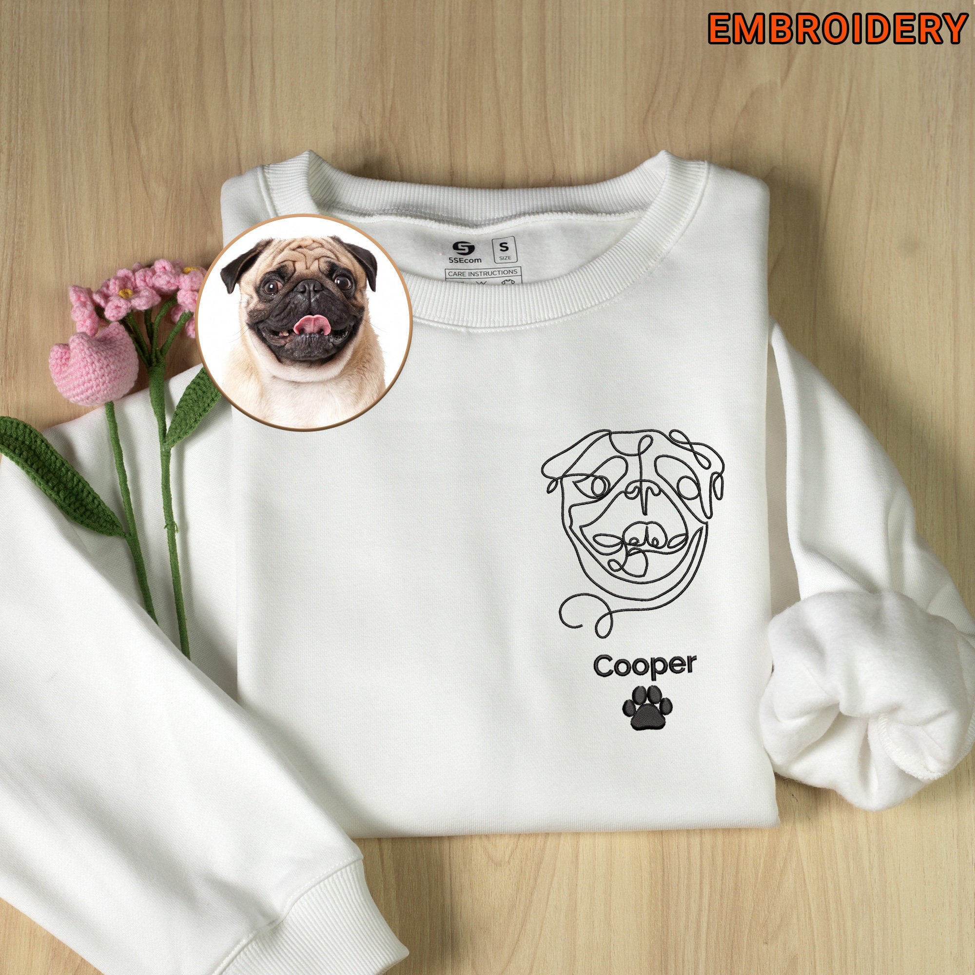 Custom Embroidered Line Drawing Crewneck & Hoodie