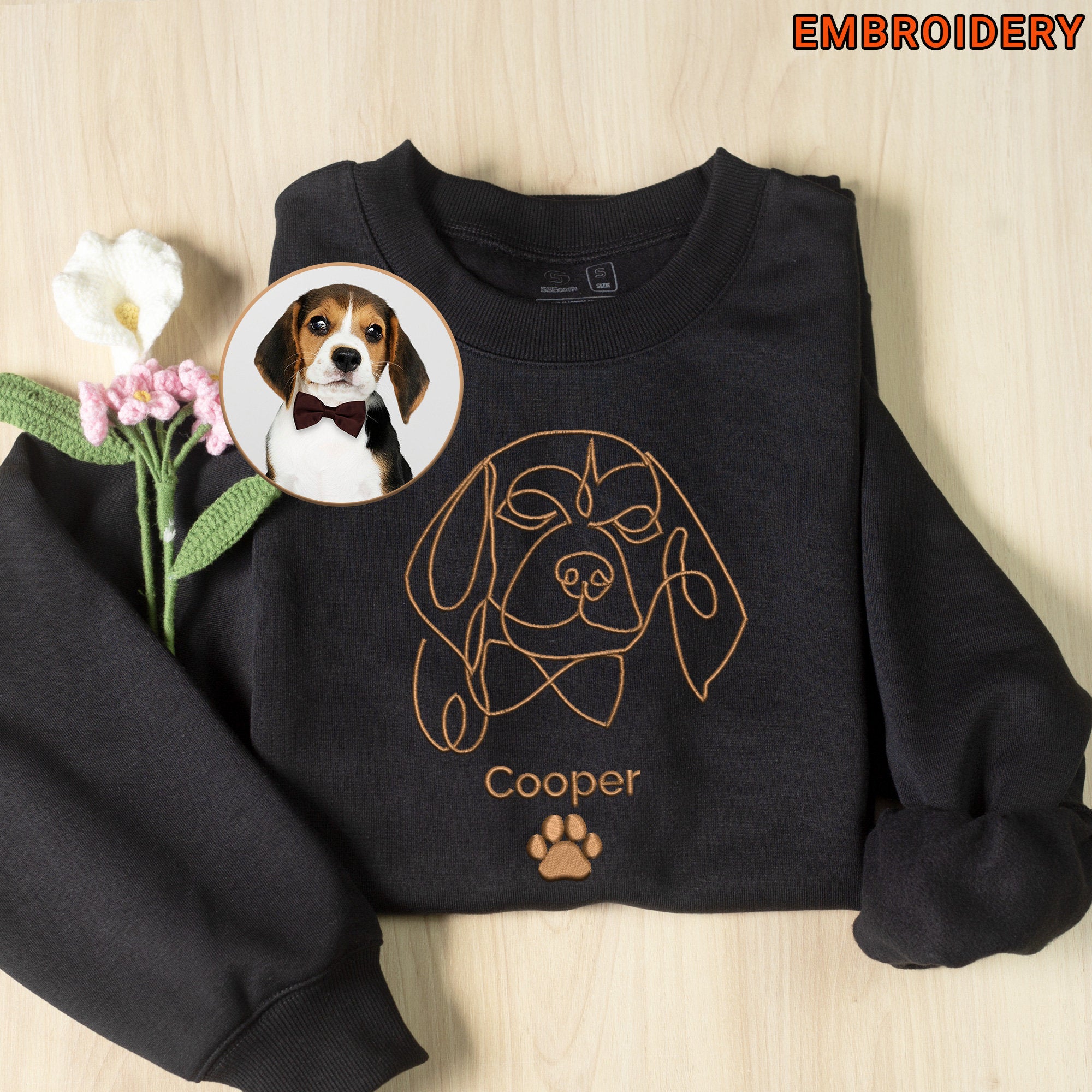 Custom Embroidered Line Drawing Crewneck & Hoodie