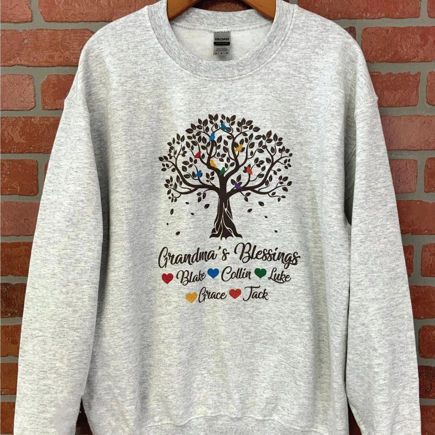 Custom Grandma Hoodie with Grandkids Names Tree
