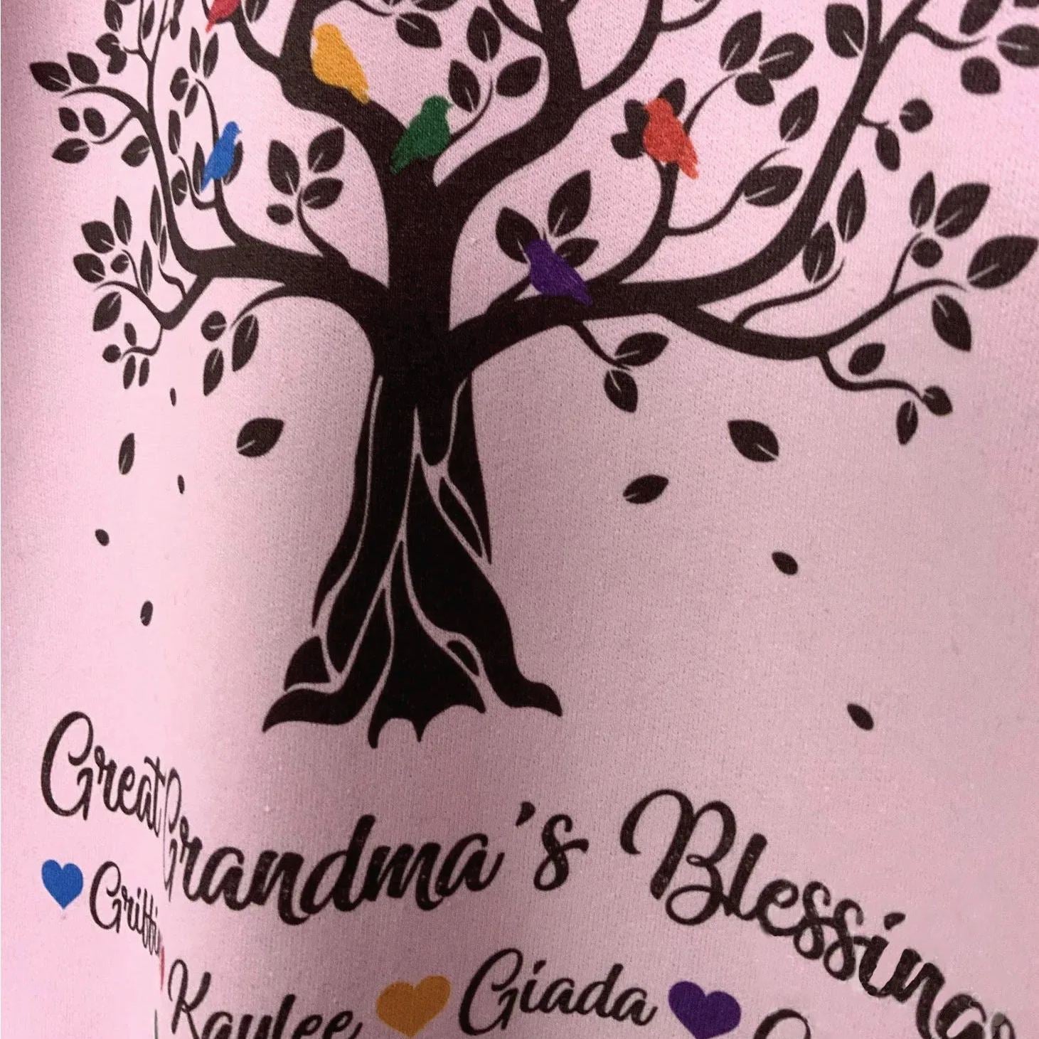 Custom Grandma Hoodie with Grandkids Names Tree