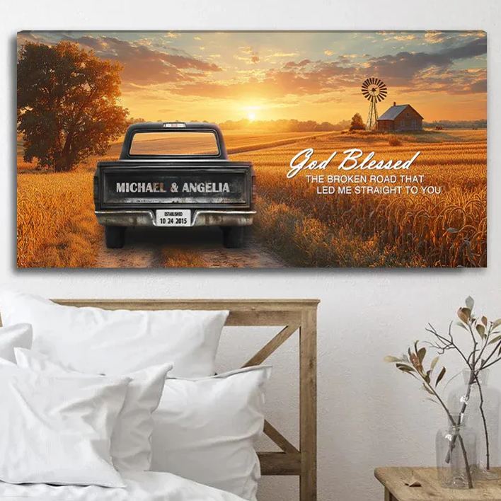 Personalized Truck Farmhouse Canvas Gift For love