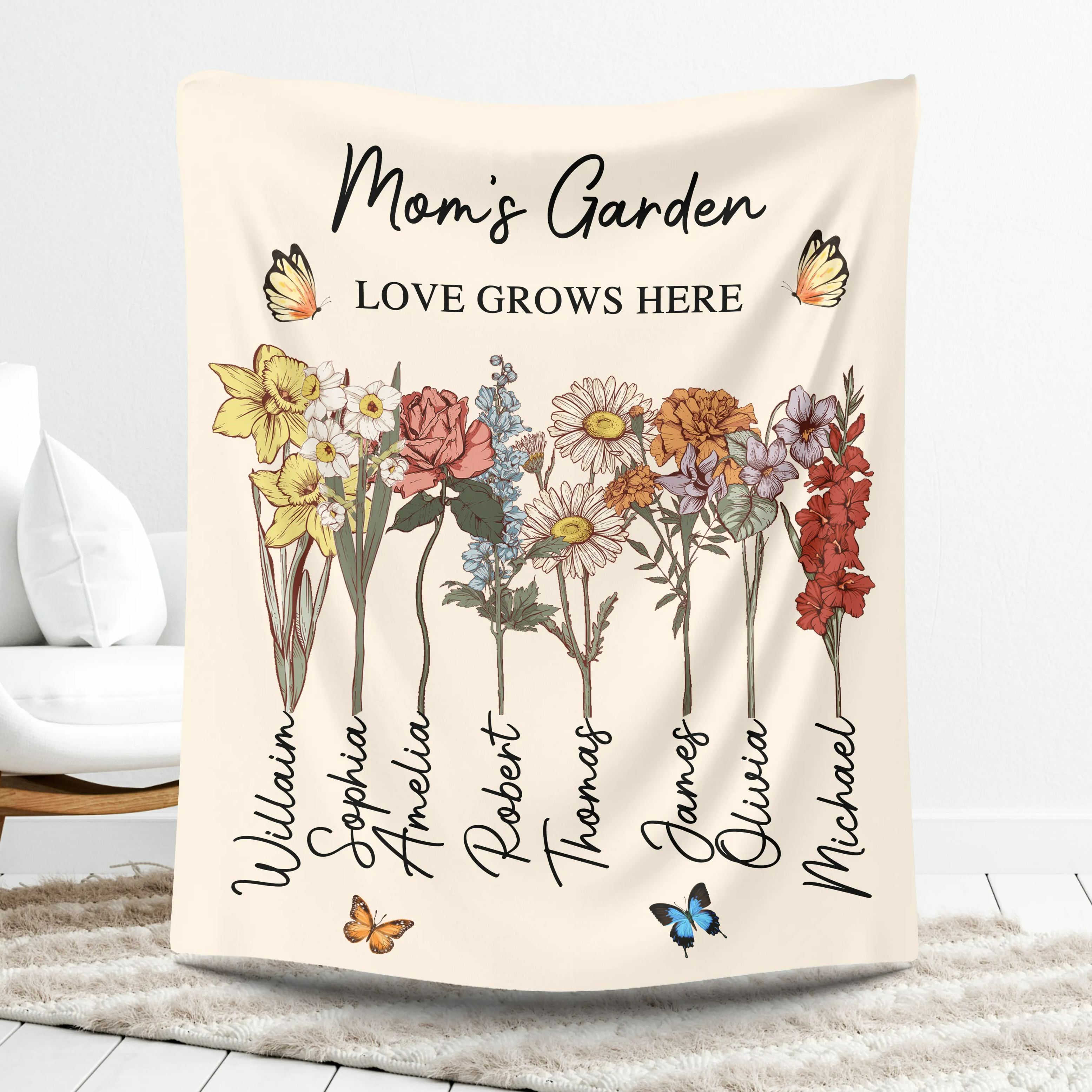 Personalized Grandmas Garden Gifts Blanket