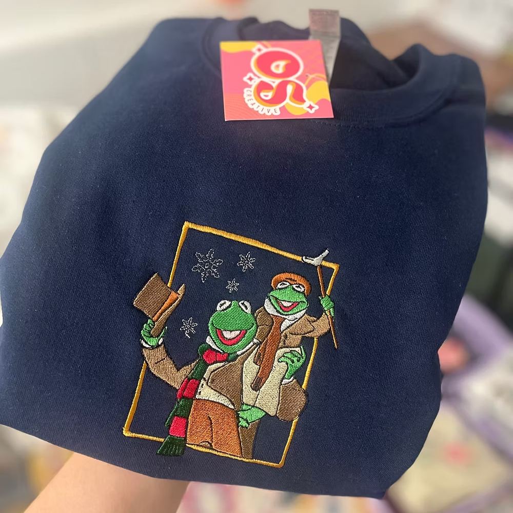 Kermit Christmas Carol Embroidered Sweatshirt