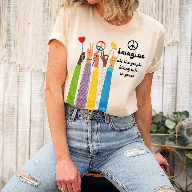 Imagine All The People Living Life In Peace Beatles Song Lyrics Shirt