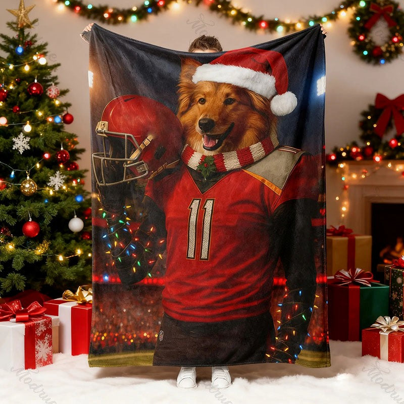 Custom Christmas American Football Pets Blankets