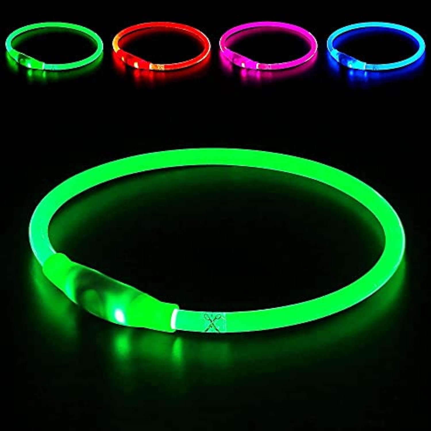 Light up Dog Collar, USB Rechargeable Flash Dog Necklace Light, Pet Safety Collar Makes Your Beloved Dogs Be Seen at Night for Small Medium Large Dogs