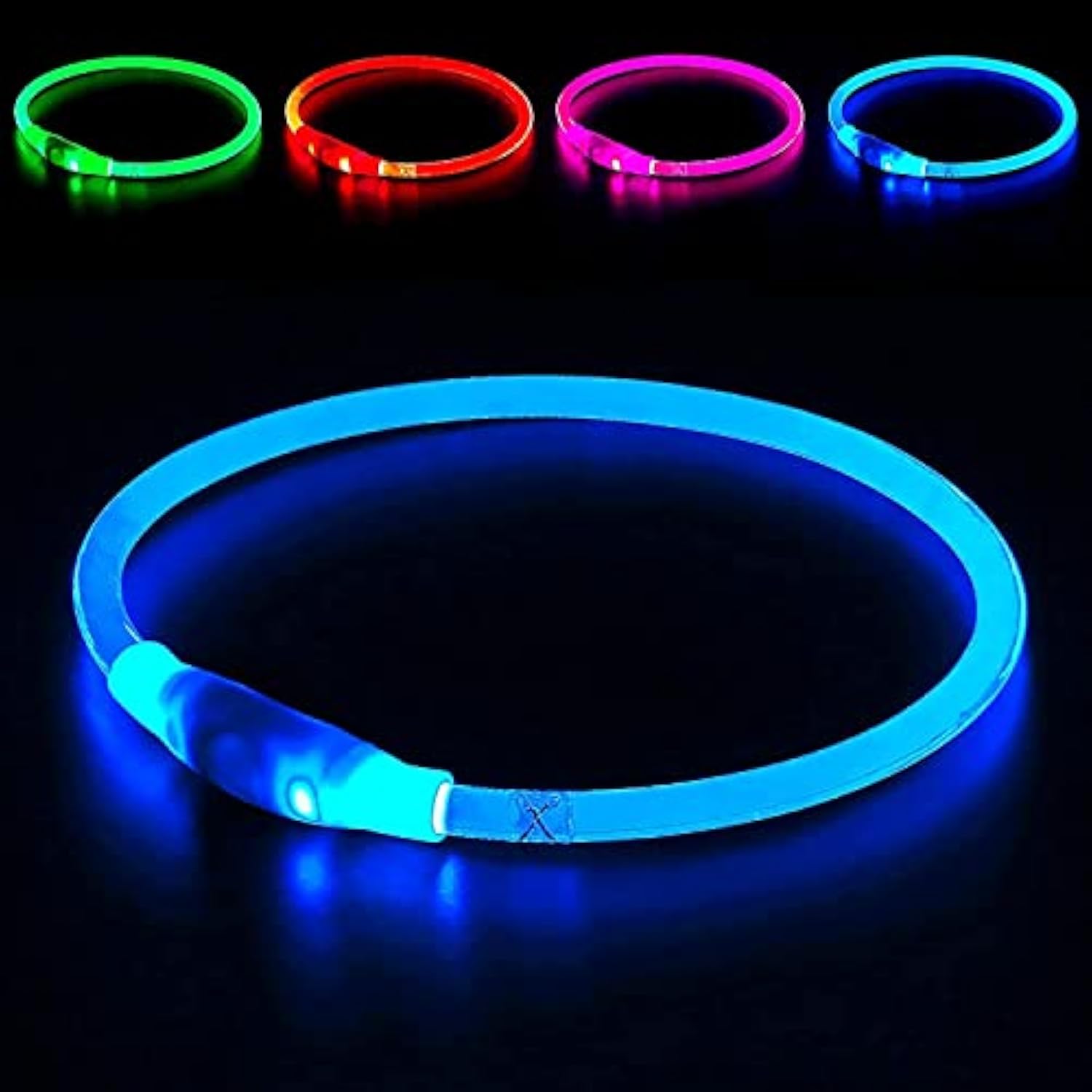 Light up Dog Collar, USB Rechargeable Flash Dog Necklace Light, Pet Safety Collar Makes Your Beloved Dogs Be Seen at Night for Small Medium Large Dogs