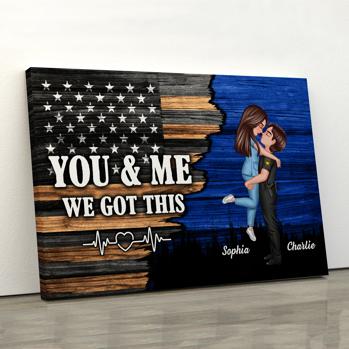 Personalized Hero Couple Nation Flag Gift by Occupation For Her, Him