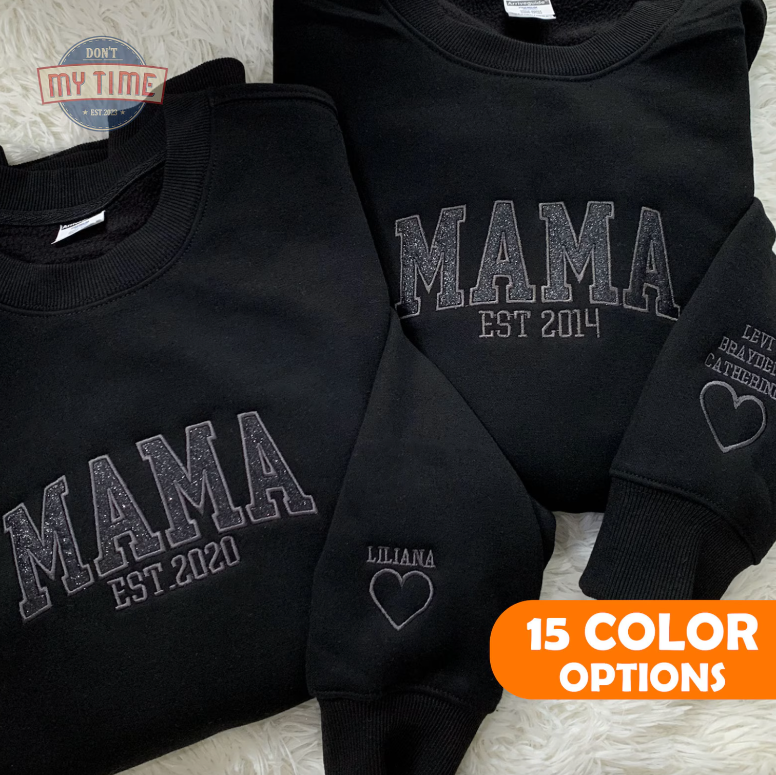 Custom Embroidered Glitter Vinyl Sweatshirt-Gift For Mom & Dad